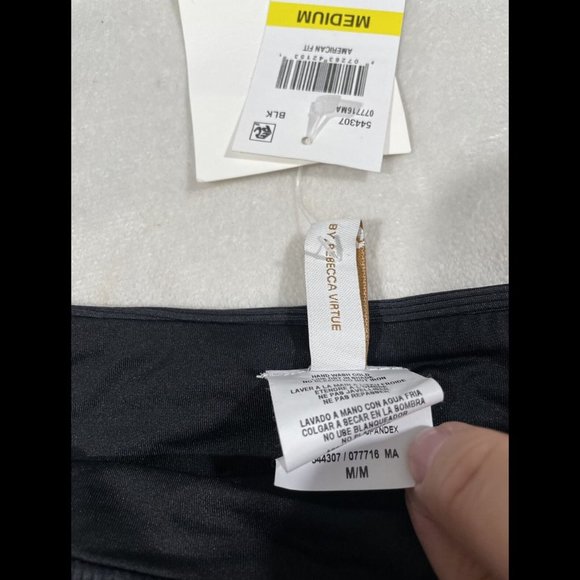 NWT‎ $58 Becca Loreto Ribbed Black Bikini Bottoms. SZ Medium - Picture 6 of 10
